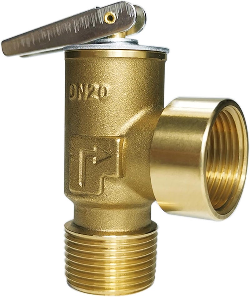 LECLOC صمام تخفيف ضغط سخان الماء 150 PSI بوصة 3/4" NPT، أقصى إدخال 510,000 BTU/h، جسم نحاسي سميك مع صمام تخفيف ضغط من الفولاذ المقاوم للصدأ - Image 1